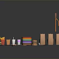 Colorful Plastic Fast Food Models With Burgers Fries Utensils And Containers