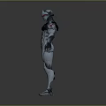 Game and Movie Character Silver Robot With Metallic Armor Blue Red Details Futuristic Design