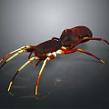 Detailed Reddish Brown Spider Featuring Yellow Striped Legs On Dark Background