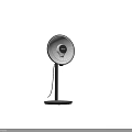 Two Black Standing Electric Fans With BREEZE Logo And Stable Base Design 3d model