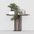 New Chinese-style End View Table Side Cabinet 3d model