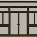 Modern Dark Brown Casement Windows With Multiple Panes And Brass Handles