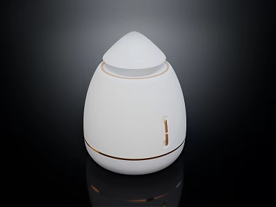 Sleek White Egg Shaped Computer Desktop Accessory With Golden Accent Lines And Compact Design 3d model