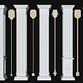 Classical Architectural Columns With Various Decorative Carvings And Ornate Capitals