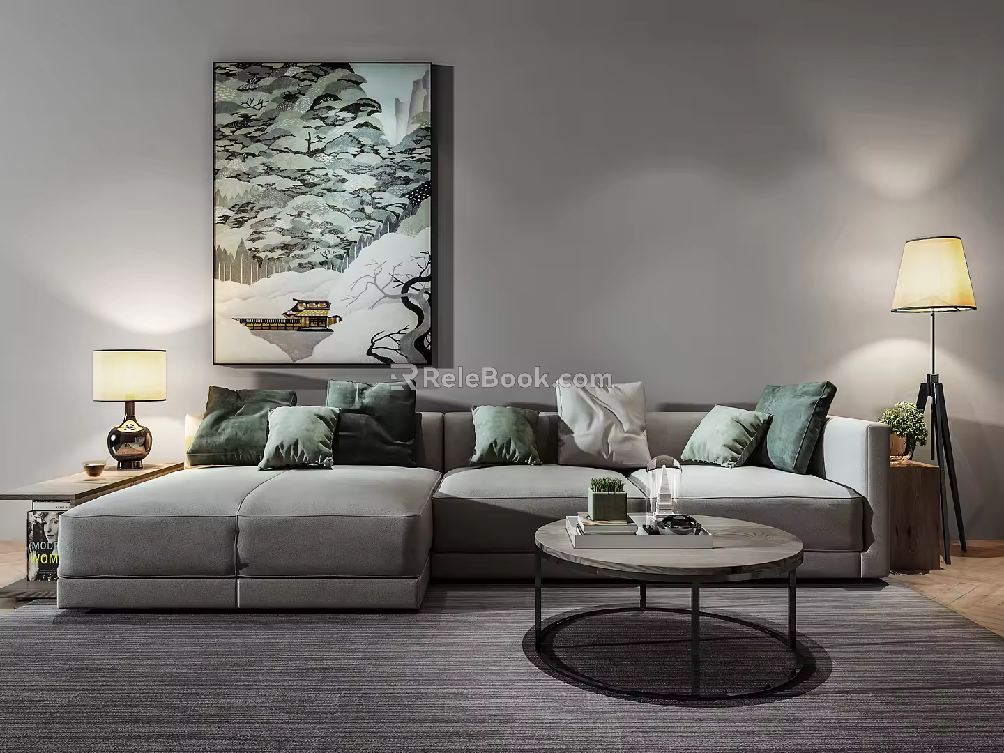 Modern sofa coffee table combination 3d model