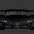 Sleek Black Modern Sports Car With Rear Spoiler Aerodynamic Body And Orange Accents