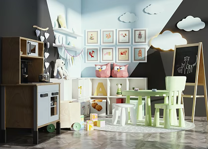 Modern Furniture Children's Toy Decorations Combination 3d model