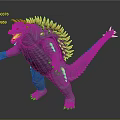 3D Monster Model With Gray Body Orange Spikes Open Mouth And Yellow Claws