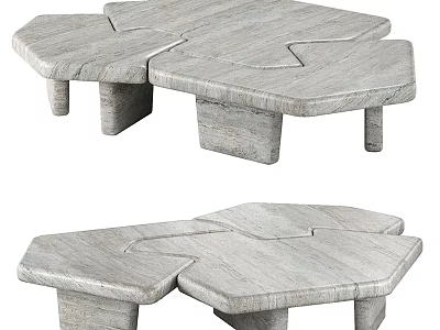Modern Puzzle Shaped Modular Office Desk With Gray Connected Sections Design 3d model