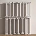 White Roman Columns in Two Rows Against Beige Wall With Wooden Floor Classical Design