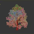 Green Leafy Tree with Brown Trunk and Lush Foliage on Gray Background