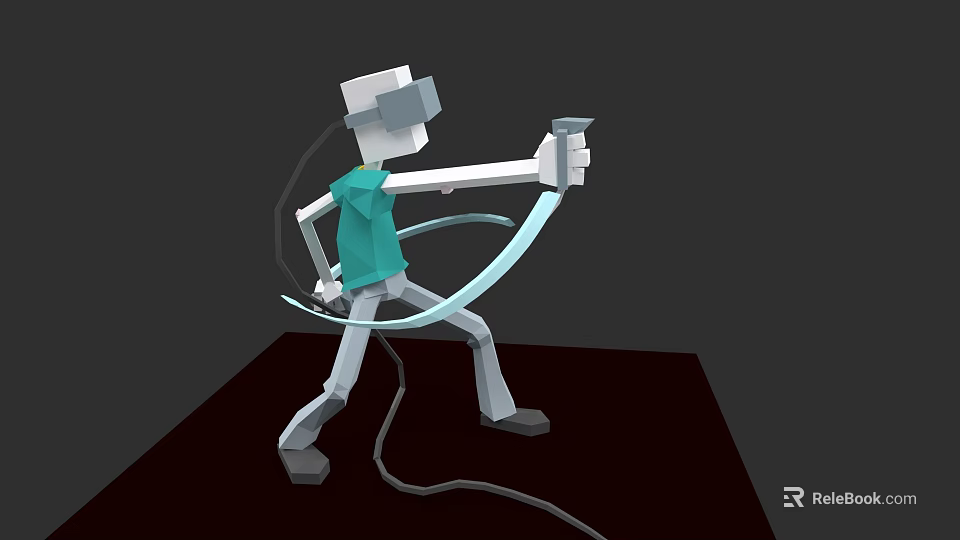 Man Using VR Headset With Controller in Virtual Reality Experience 3d model 