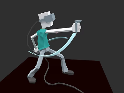 Man Using VR Headset With Controller in Virtual Reality Experience 3d model