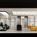 Modern Boutique Store Interior With Glass Display Cases Yellow Armchairs Reception Desk And Bright Lighting