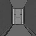 Elevator Interior Design With Light Gray Walls Ceiling Lights And Dark Floor Handrails 3d model