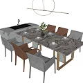 Modern Dining Table and Chair Combination Dining Table and Chair 3d model