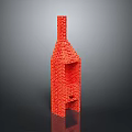 Red Brick Chimney Structure With Vertical Design And Internal Shelves