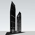 Modern Office Towers With Glass Curtain Wall Urban Skyline And Landscaped Surroundings