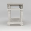 Tech Exhibition Hall Displaying White Ornate Nightstand With Drawer And Intricate Carved Legs