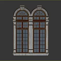 Classic Double Arched Window Furniture With Wooden Frame And Glass Panes