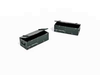 Two Vintage Black Worn Storage Boxes Isolated On White Background 3d model
