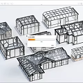 Modern Diverse Glasshouse Frame Structures With Various Architectural Designs And Shapes 3d model