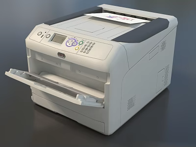 Modern Office Printer With Control Panel Open Paper Tray And LCD 3d model