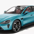 Blue Electric Coupe Style Car With Sleek Design Red Seats Black Wheels And Modern Exterior 3d model