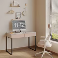 Modern Home Office Desk With Monitor Chair Window Blinds And Wall Decor
