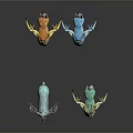 3D Rendered Colorful Deer Group With Glowing Effects And Various Colors