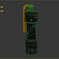 Tactical Military Grenade with Black Metal Body and Orange Pull Ring Detailed Textured Design