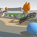 Colorful Children's Play Area With Spiral Staircase And Multi Level Open Design