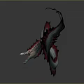 Game Movie Serpent Character With Red Gray Spiked Curved Body And Distinctive Head