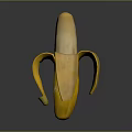 Peeled Fresh Ripe Banana With Yellow Skin And Soft Sweet Flesh