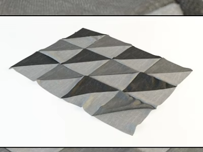 Modern Square Rug With Geometric Triangular Pattern In Gray And Black Tones 3d model