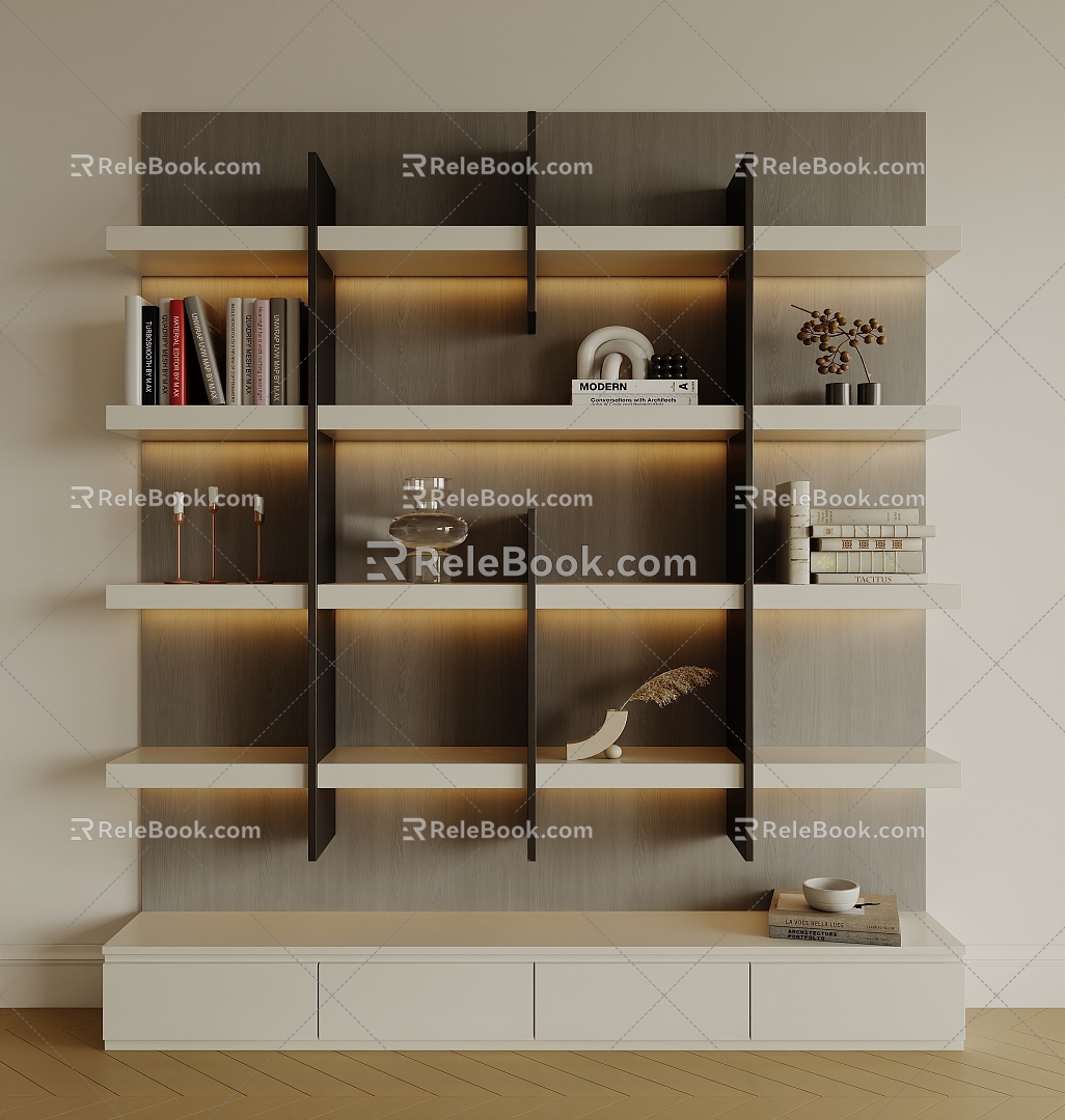 Bookcase Open Cabinet Metal Display Cabinet Minimalist Cabinet Background Cabinet Open Panel Solid Wood Bookcase Art Cabinet Storage Cabinet Drawer Cabinet Advanced Sense Cabinet 3d model