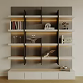 Modern Bookcase Design With Layered Shelves Built in Lighting Books And Decorative Items