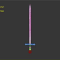Medieval Sword With Steel Blade Ornate Hilt Guard Standing On Dark Background With Reflection