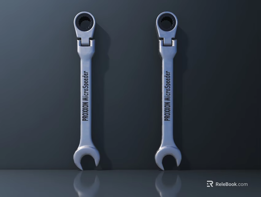 Premium Silver Wrenches With Brand Name And Reflective Surface Design 3d model
