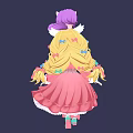 Cartoon Girl With Long Blonde Hair In Pink Dress And Unicorn Plush On Head