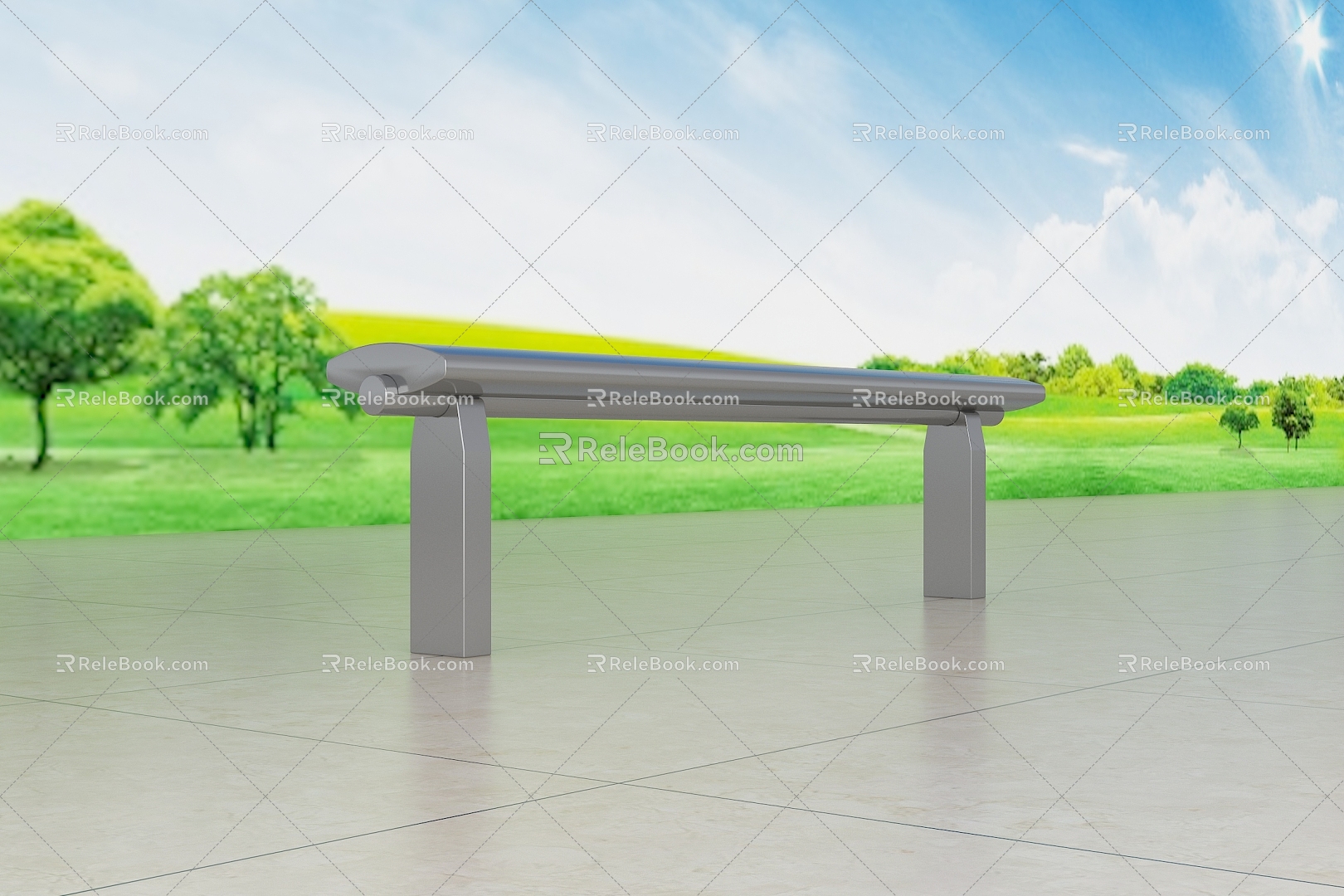 Bus Station Waiting Stool Stainless Steel Bench Bench 3d model