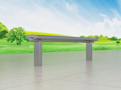 Bus Station Waiting Stool Stainless Steel Bench 3d model