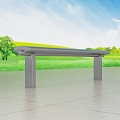 Bus Station Waiting Stool Stainless Steel Bench Bench 3d model