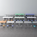 Modern Dining Table and Chair Sets in Various Colors with Simple Design 3d model