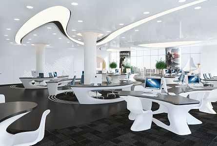 Modern public office area Simple open office area 3d model