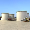 Industrial Equipment Featuring Large Storage Tanks Piping Systems And Platforms At Industrial Facility