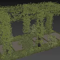 Plant Combination Archway Structure With Vines Shrubs And Lush Green Grass