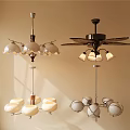 Modern Chandelier Lighting Fixtures With Petal Shaped And Spherical Glass Shades Metal Bases