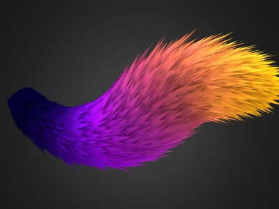 Colorful Feather With Gradient Purple Pink Yellow Hues On Black Background 3d model