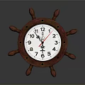 Vintage Ship Wheel Clock With Classic White Dial And Wooden Frame Design